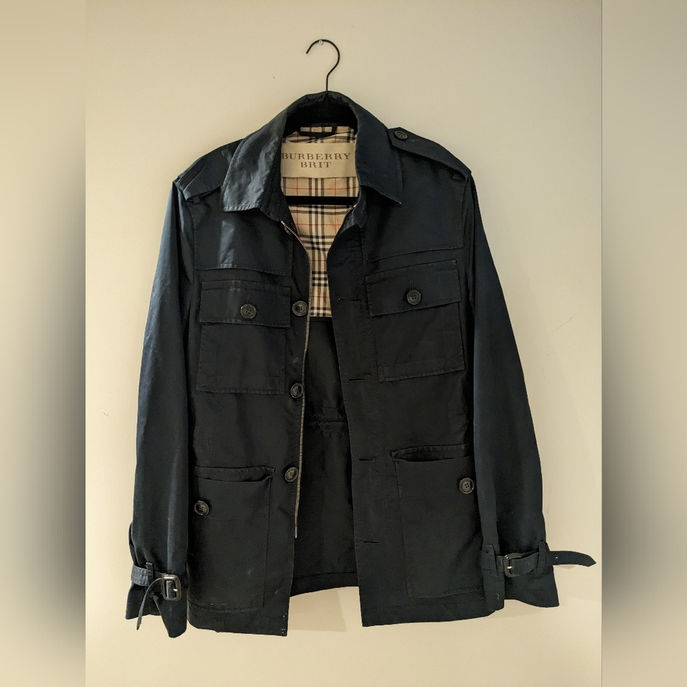 Burberry Brit Trench Coat in Navy Blue - Women's Small
